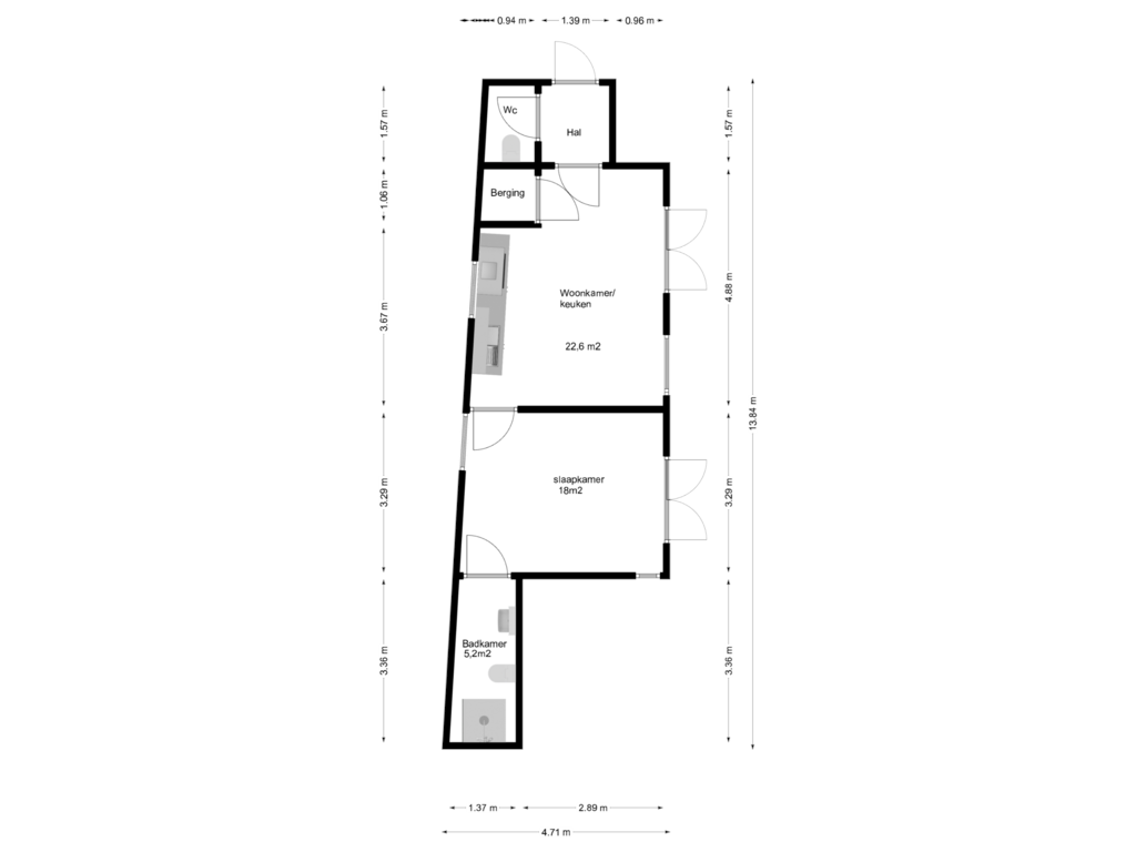 View floorplan of First floor of Hoogstraat 37-B