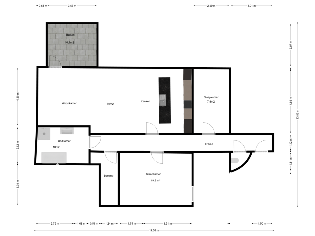 View floorplan of First floor of Hoogstraat 37-D