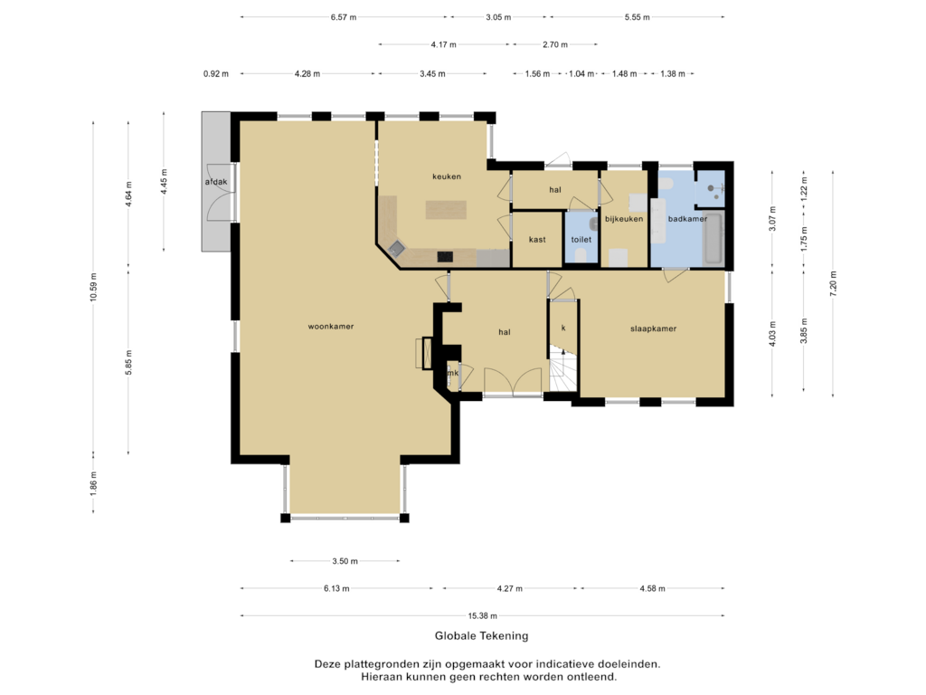 View floorplan of begane grond of Burgemeester van Erpstraat 49