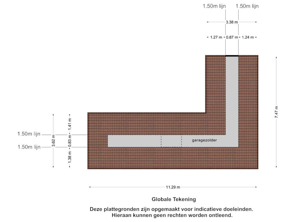 View floorplan of garage-zolder of Burgemeester van Erpstraat 49