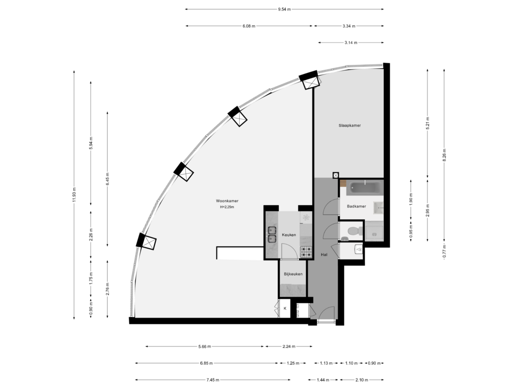 View floorplan of Appartement of Cargadoorskade 81