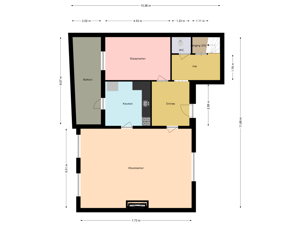 Bekijk plattegrond van eerste verdeiping van Breestraat 85-B