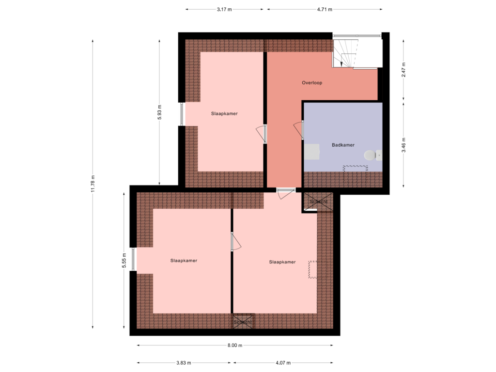 Bekijk plattegrond van tweede verdieping van Breestraat 85-B