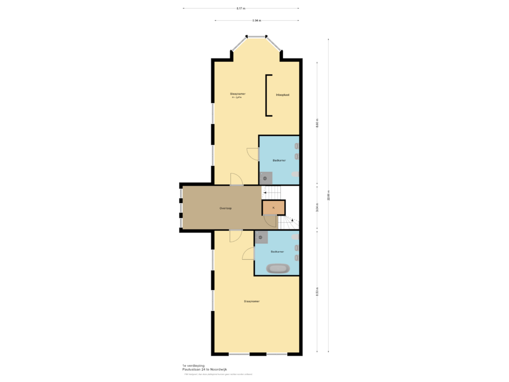 Bekijk plattegrond van 1e verdieping van Pauluslaan 24