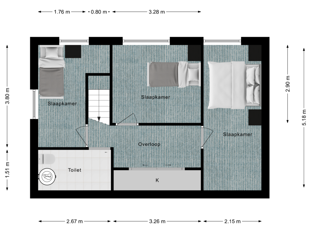 Bekijk plattegrond van 1e Verdieping van Dorpsstraat 27