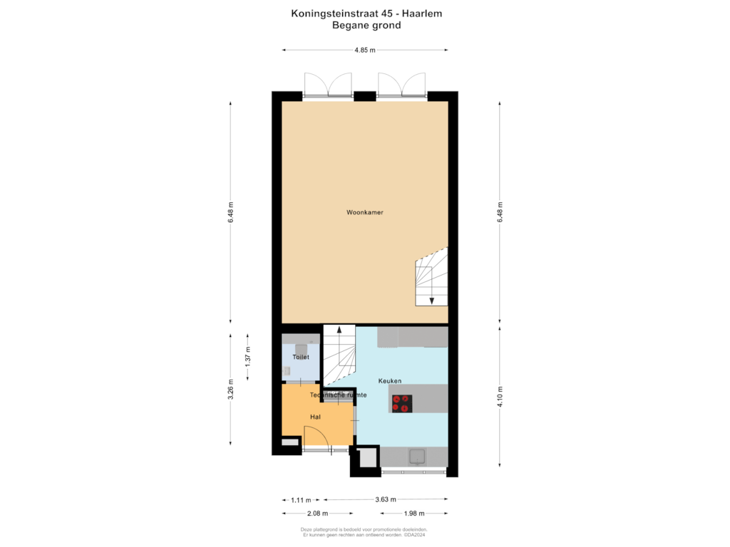 Bekijk plattegrond van Begane grond van Koningsteinstraat 45