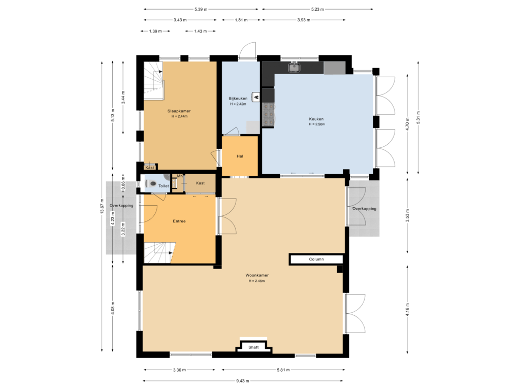 Bekijk plattegrond van Begane grond  van Spinozaweg 3