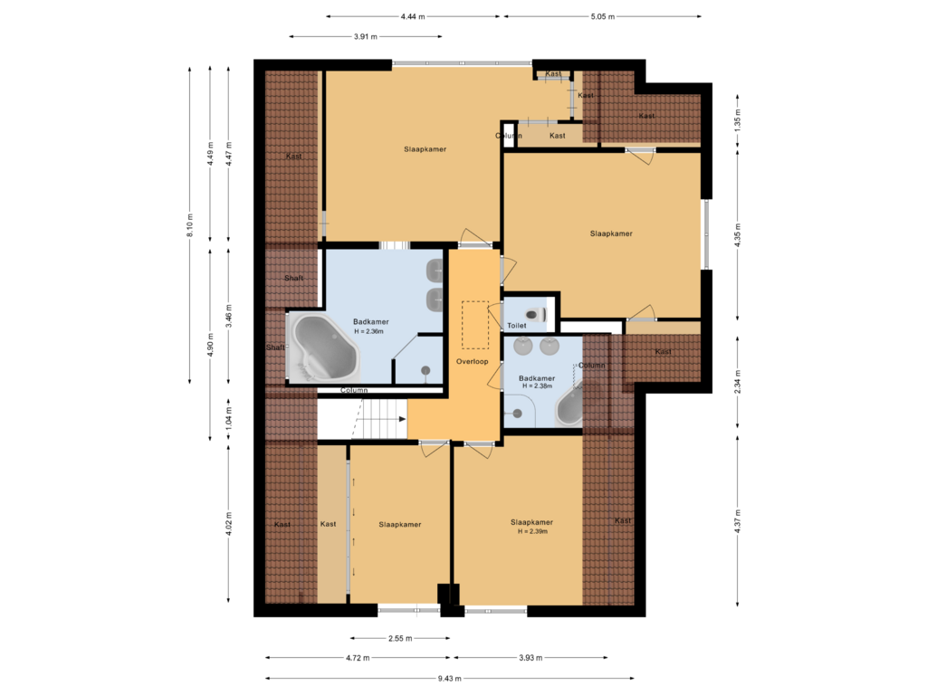 Bekijk plattegrond van Eerste verdieping van Spinozaweg 3