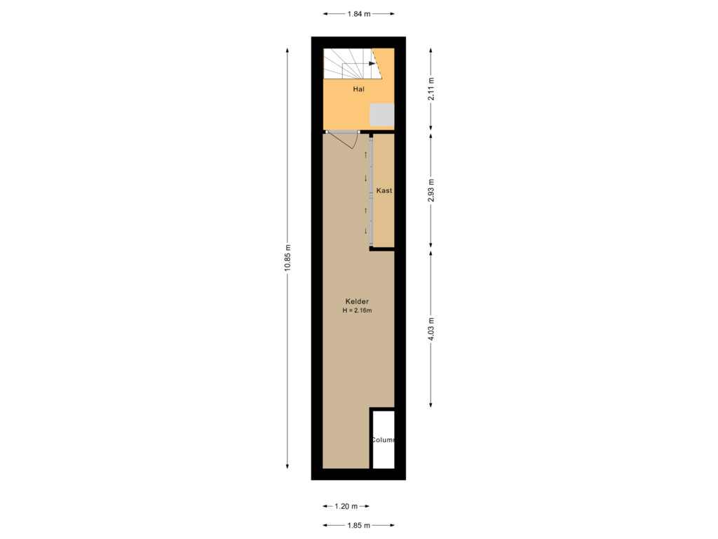 Bekijk plattegrond van Kelder van Spinozaweg 3