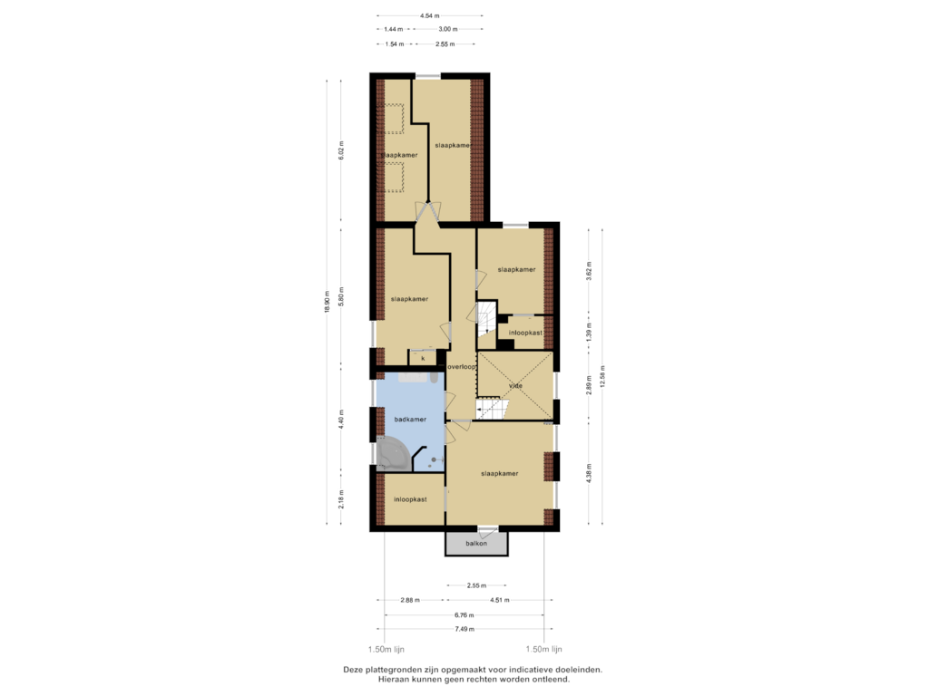 View floorplan of 1e verdieping of Wierdensestraat 119-A