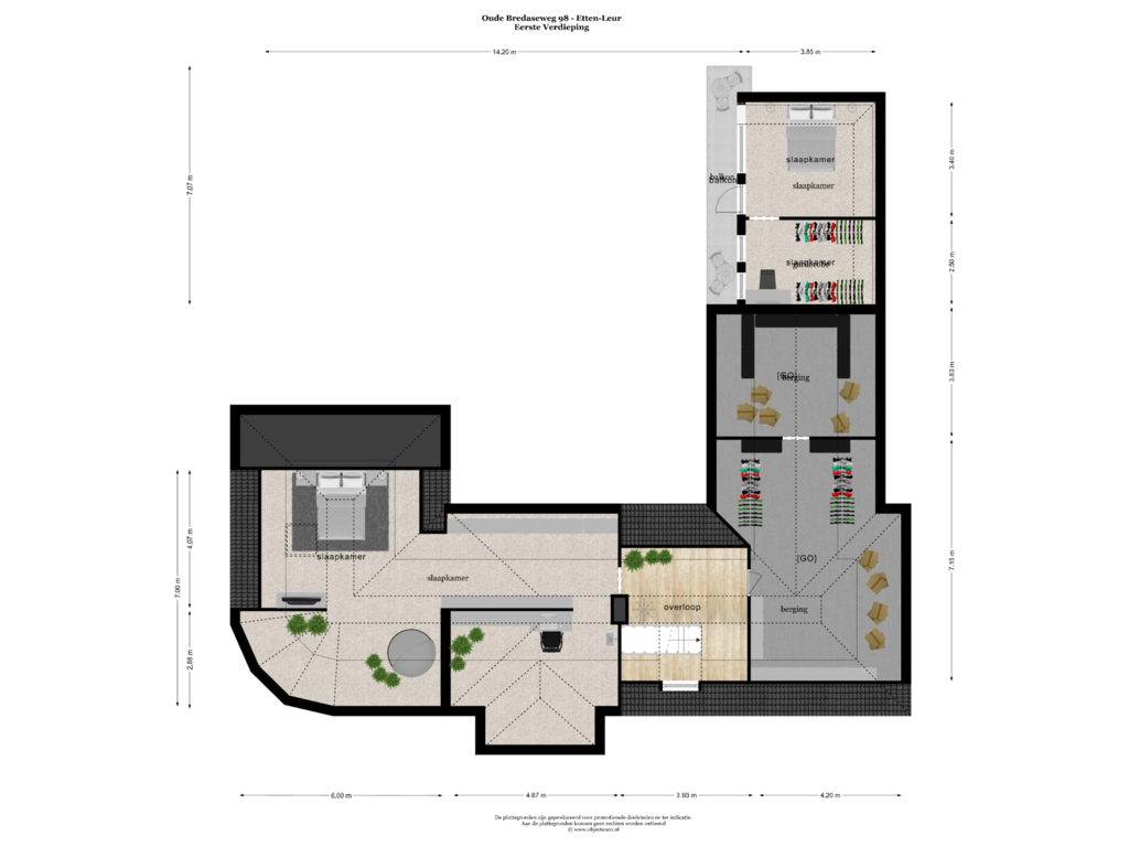 View floorplan of EERSTE VERDIEPING of Oude Bredaseweg 98