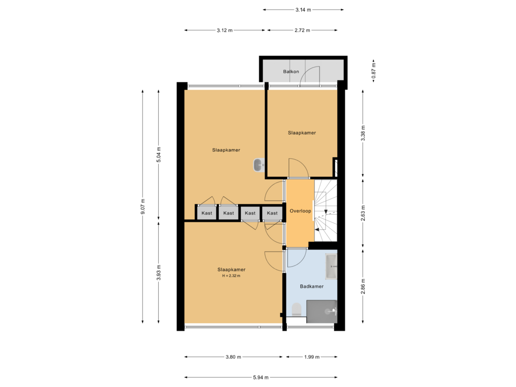 Bekijk plattegrond van 1e verdieping van Van Polanenpark 214