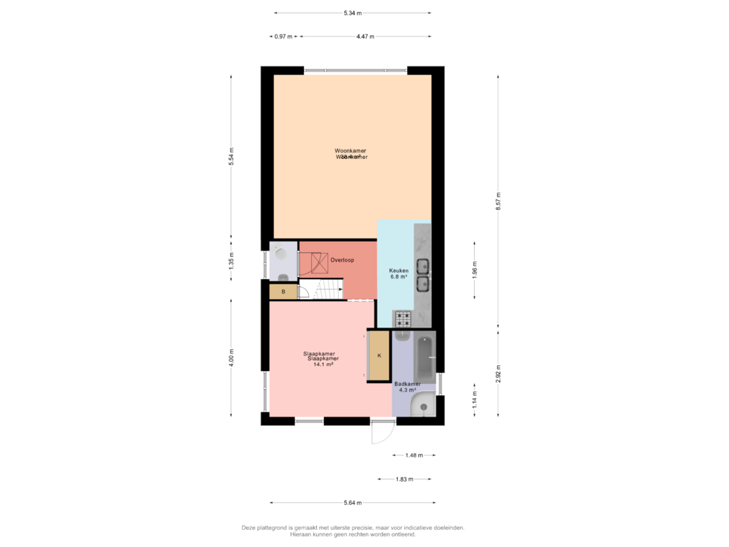 Bekijk plattegrond van 1e Verdieping van Hoofdstraat West 5