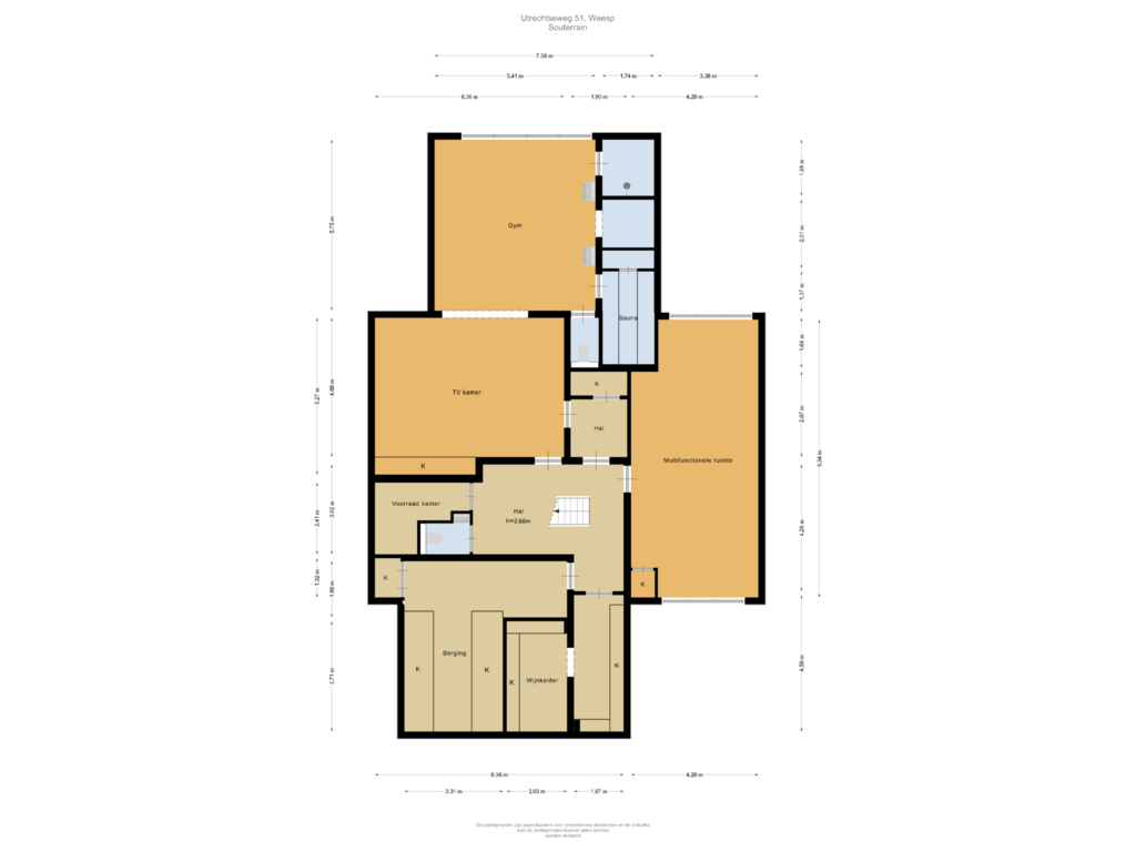 View floorplan of Souterrain of Utrechtseweg 51