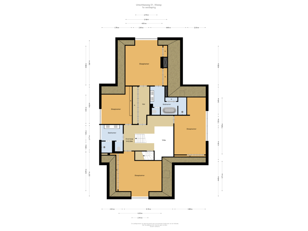 View floorplan of 1e verdieping of Utrechtseweg 51