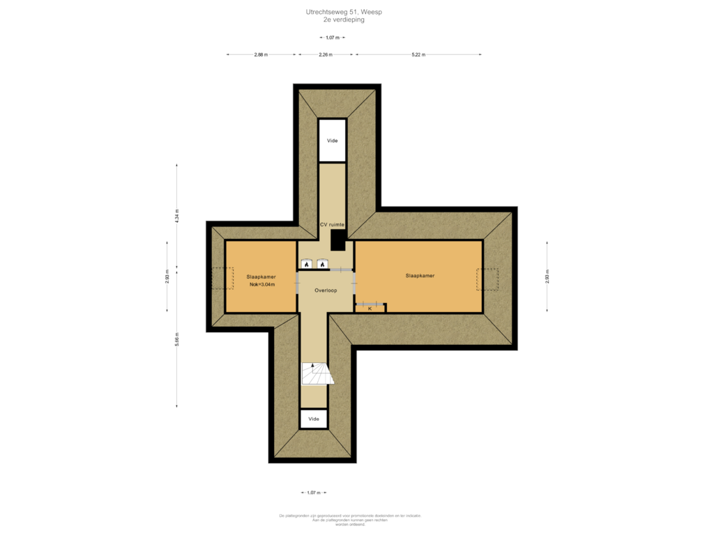 View floorplan of 2e verdieping of Utrechtseweg 51