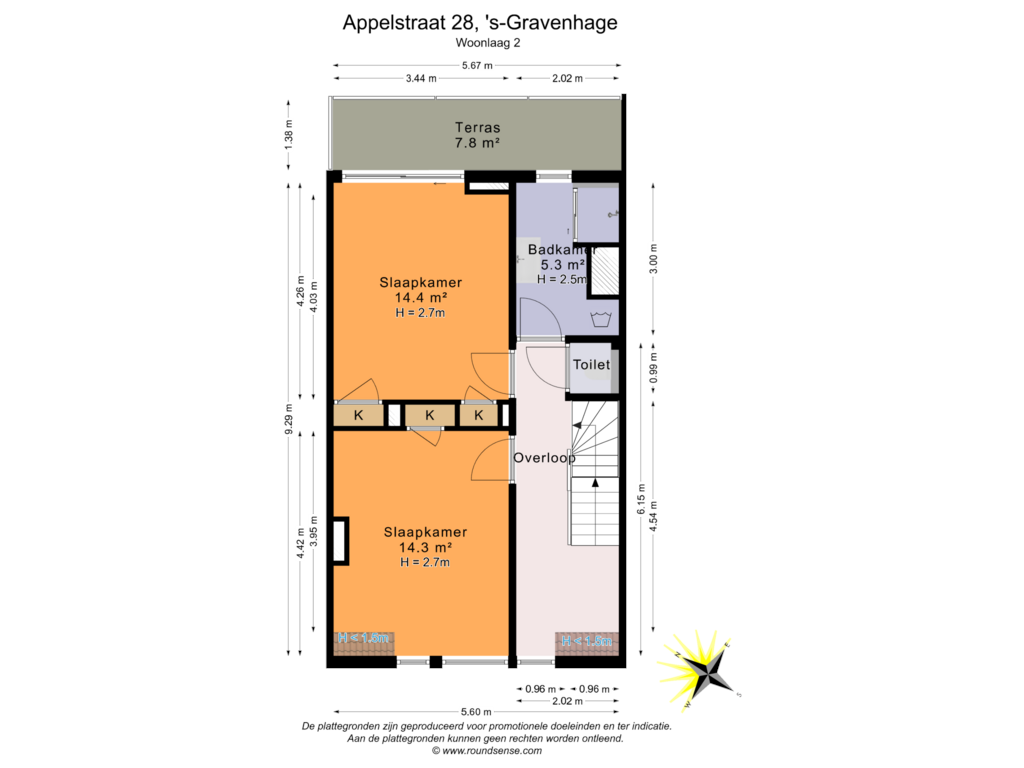 Bekijk plattegrond van Woonlaag 2 van Appelstraat 28