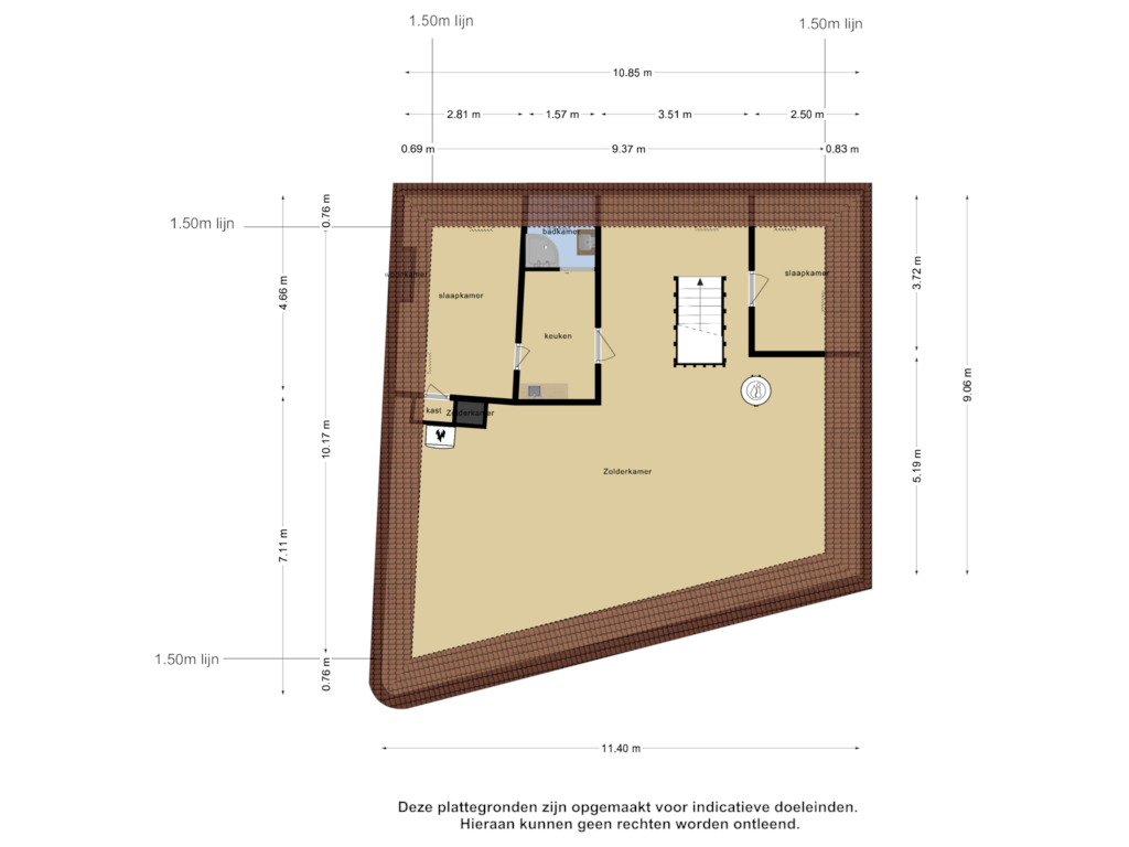 Bekijk plattegrond van Tweede Verdieping van Hoofdstraat 33