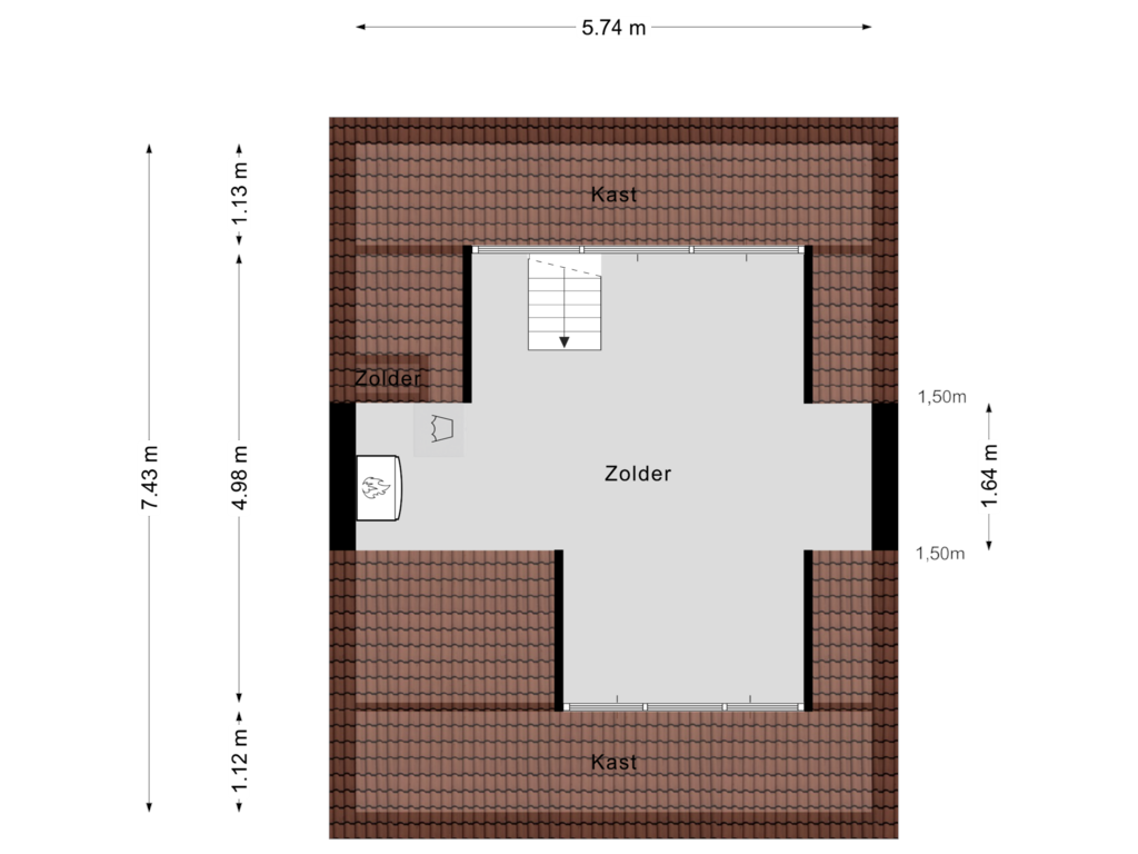 Bekijk plattegrond van Zolder van Schoutenburgstraat 26