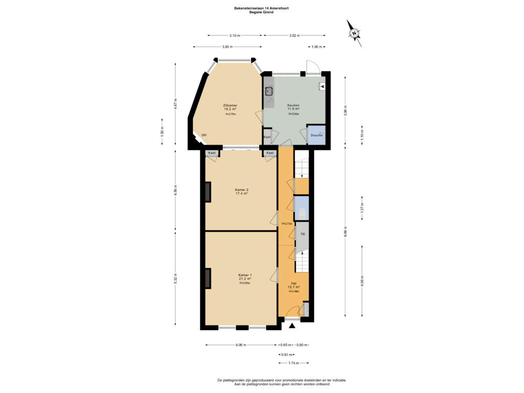 Bekijk plattegrond van Begane Grond van Bekensteinselaan 14