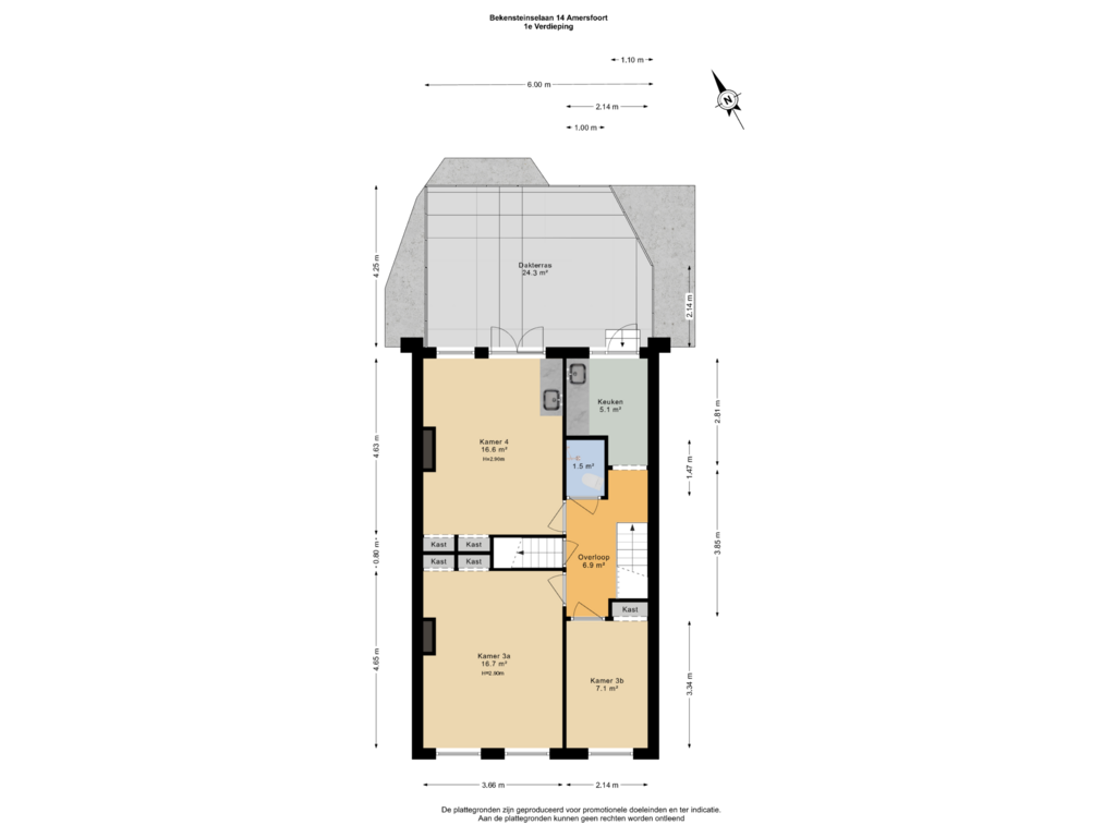 Bekijk plattegrond van 1e Verdieping van Bekensteinselaan 14