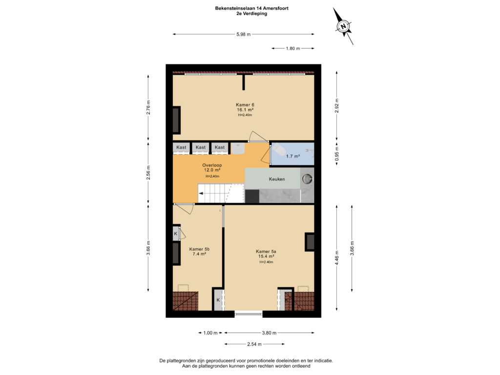 Bekijk plattegrond van 2e Verdieping van Bekensteinselaan 14