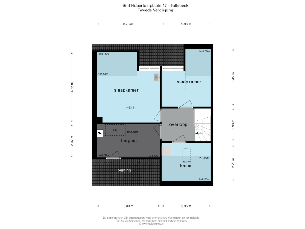 View floorplan of TWEEDE VERDIEPING of St. Hubertus-plaats 17