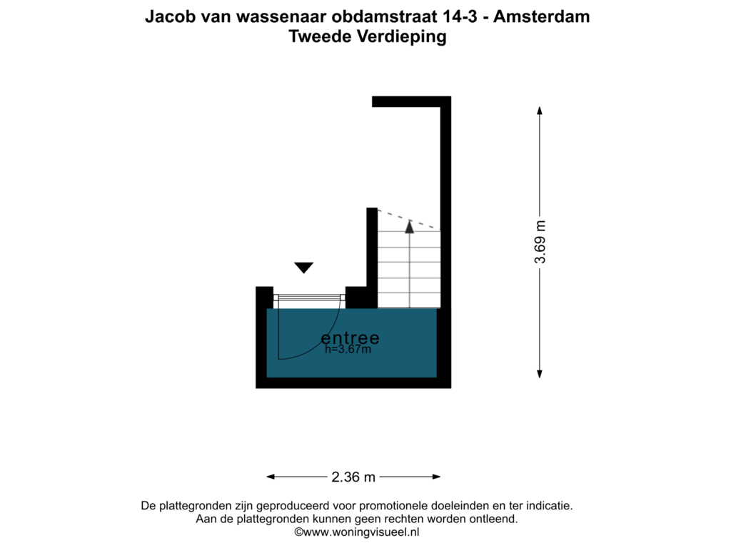 Bekijk plattegrond van TWEEDE VERDIEPING van Jacob van Wassenaar Obdamstraat 14-3