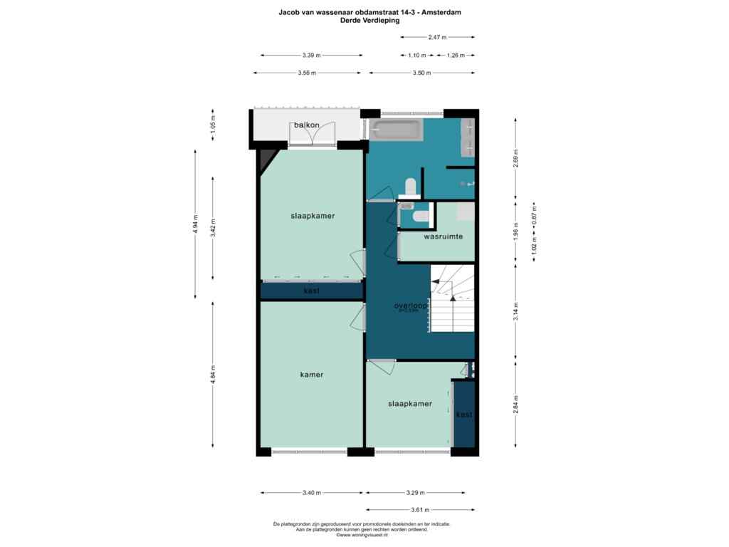 Bekijk plattegrond van DERDE VERDIEPING van Jacob van Wassenaar Obdamstraat 14-3