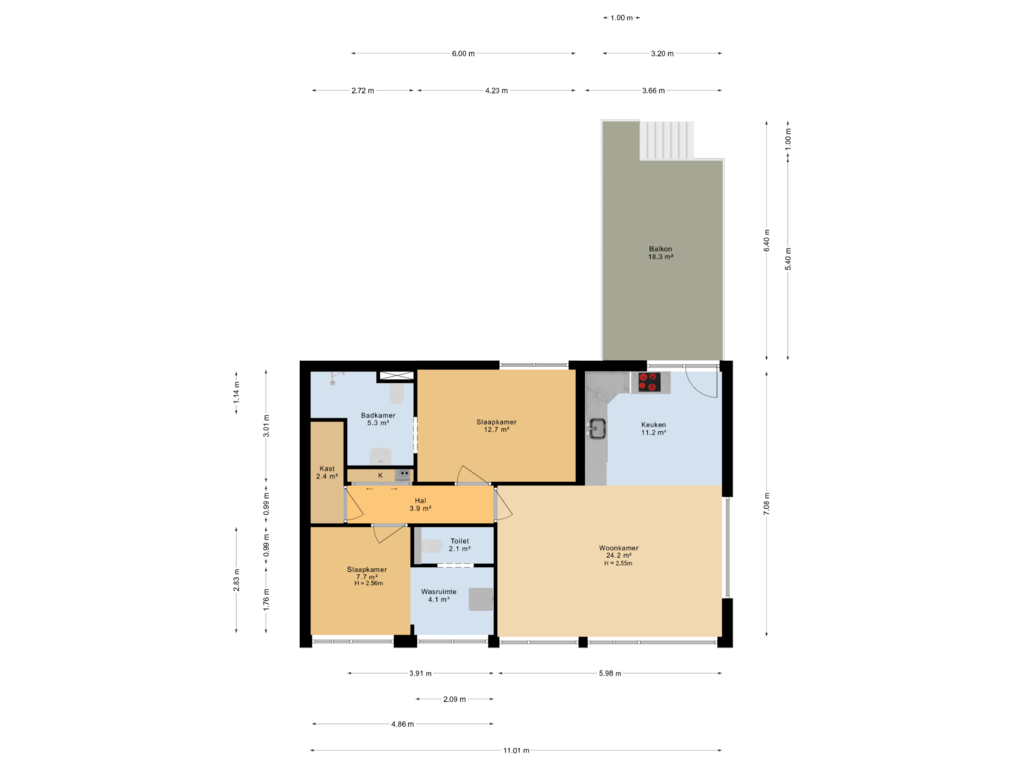 View floorplan of 1e verdieping of Van Emstweg 85