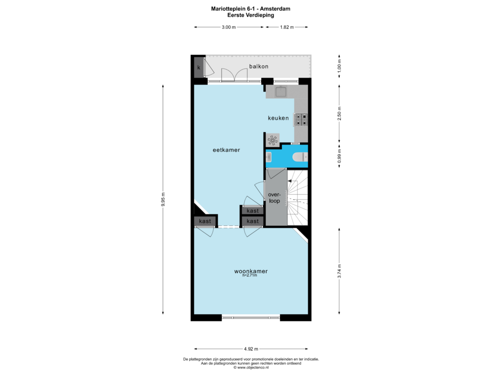 View floorplan of EERSTE VERDIEPING of Mariotteplein 6-1