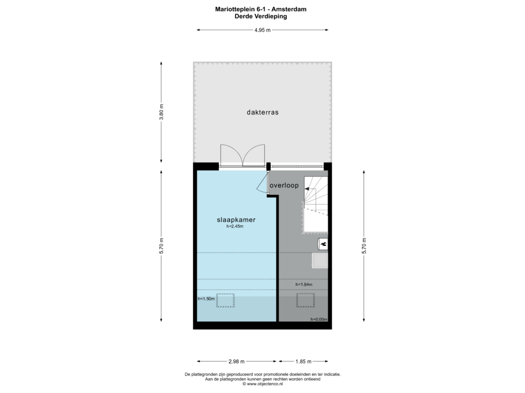 View floorplan of DERDE VERDIEPING of Mariotteplein 6-1