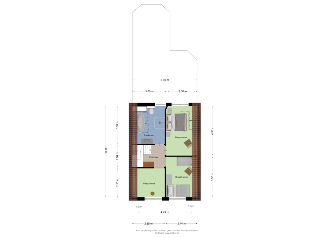 Bekijk plattegrond van Eerste verdieping van Veldkampsweg 17