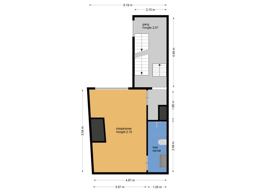 Bekijk plattegrond van tweede etage van Singel 299-2