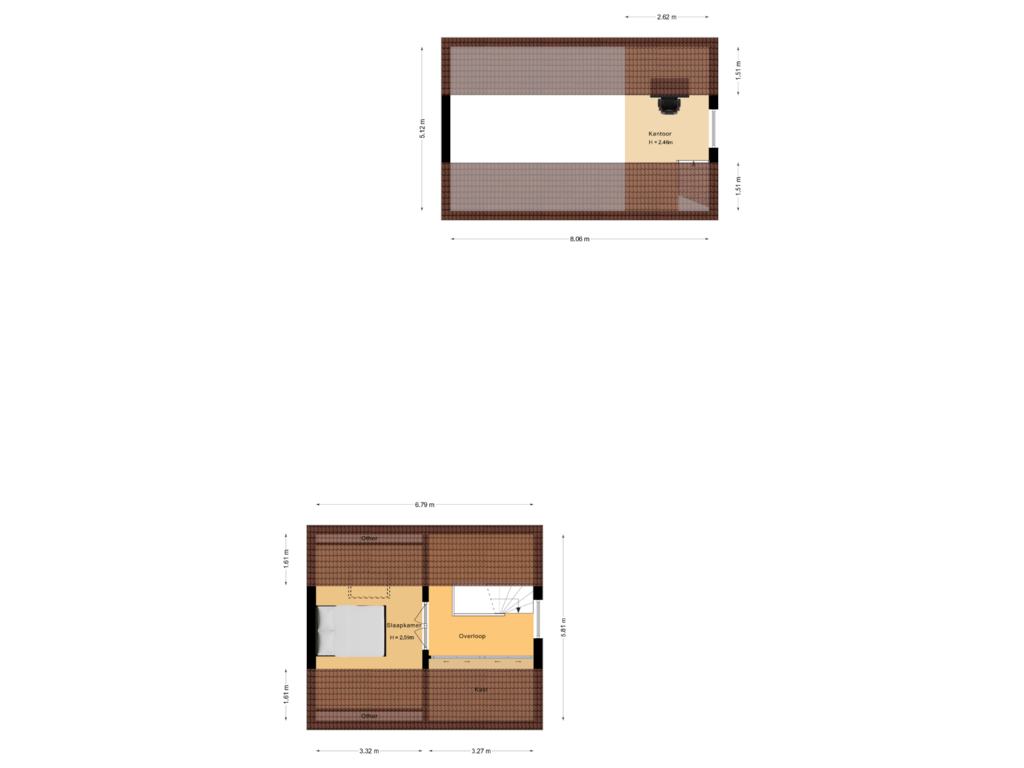 View floorplan of Eerste verdieping of Vagevuurstraat 12