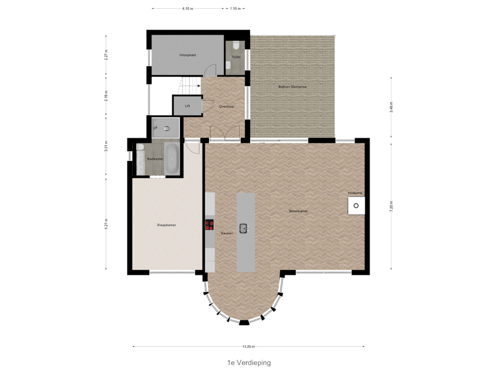 Bekijk plattegrond van 1e Verdieping van Spoorzicht 11