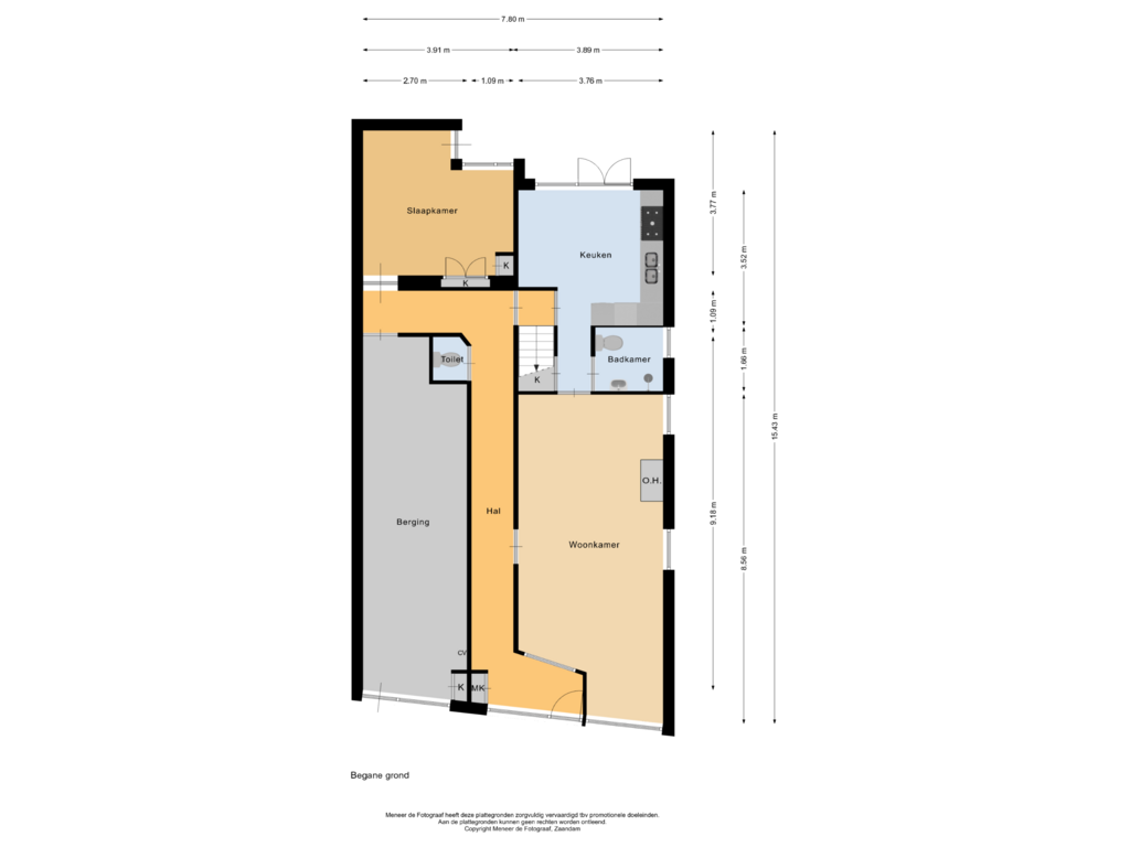 Bekijk plattegrond van Begane grond van Noordeinde 5