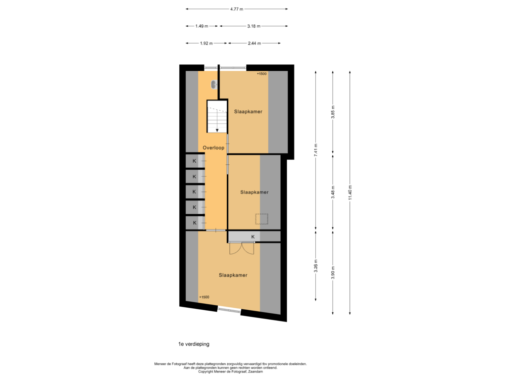 Bekijk plattegrond van 1e verdieping van Noordeinde 5