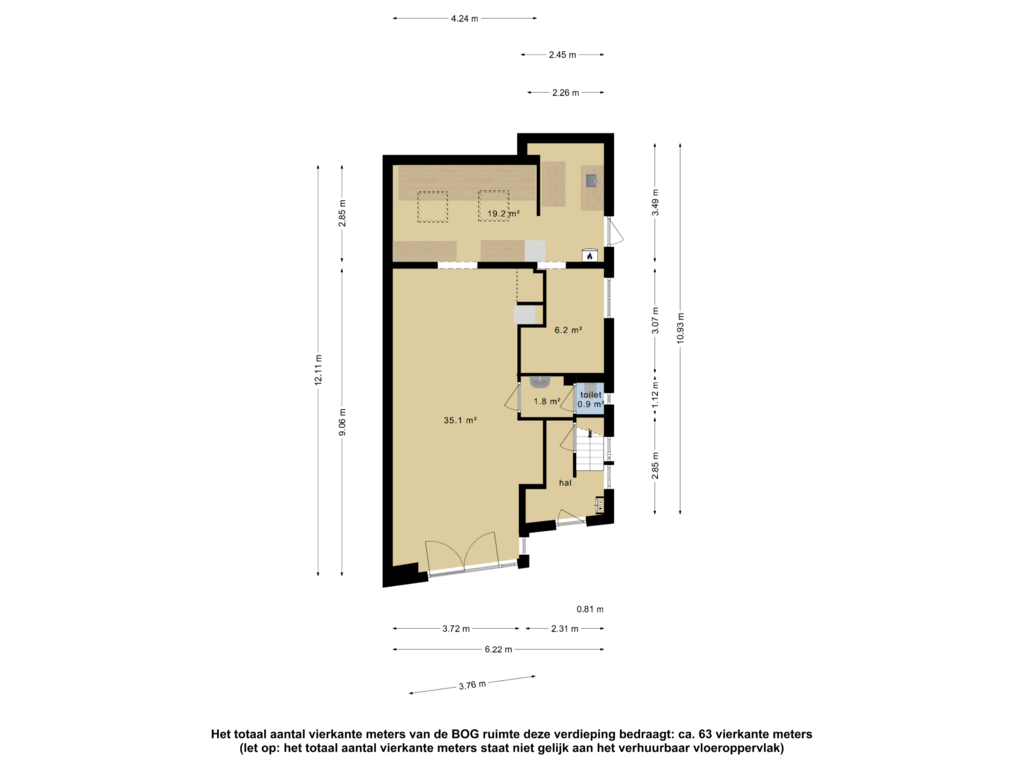 View floorplan of BOG-bg of Grote Bredeplaats 31