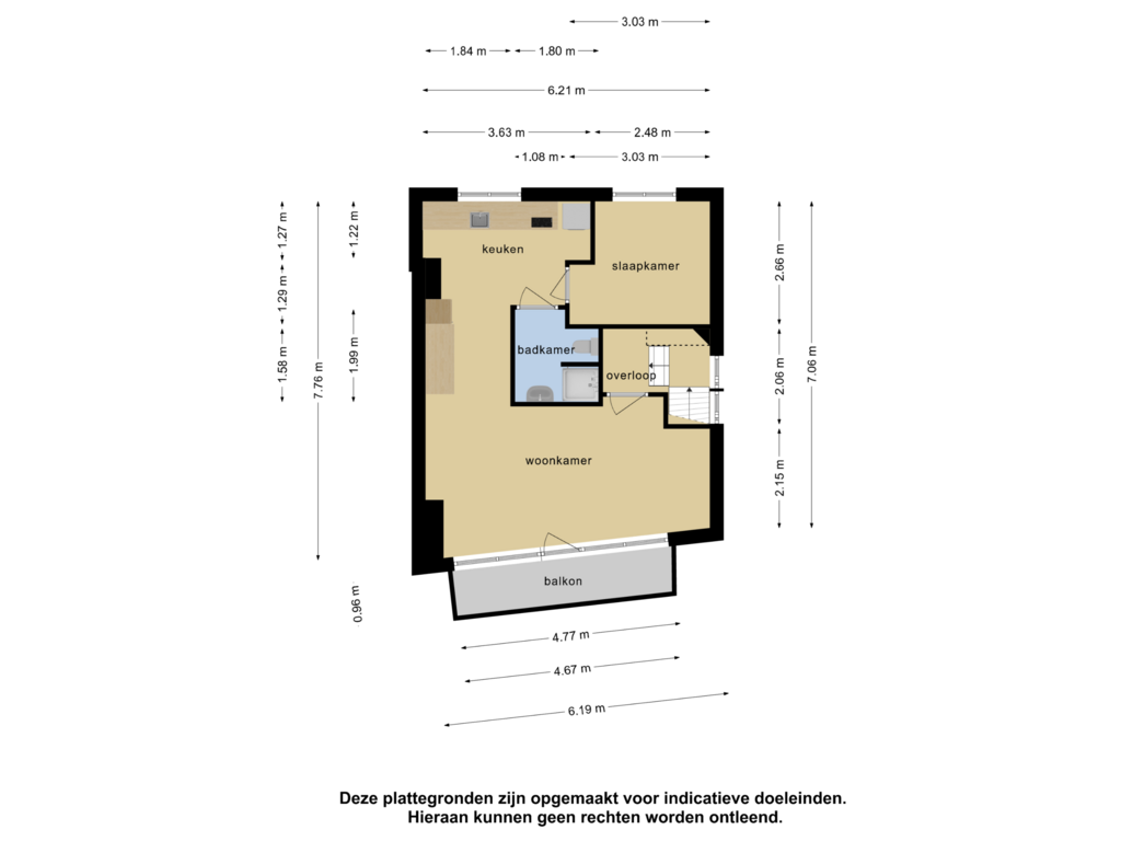 View floorplan of 1e verdieping of Grote Bredeplaats 31