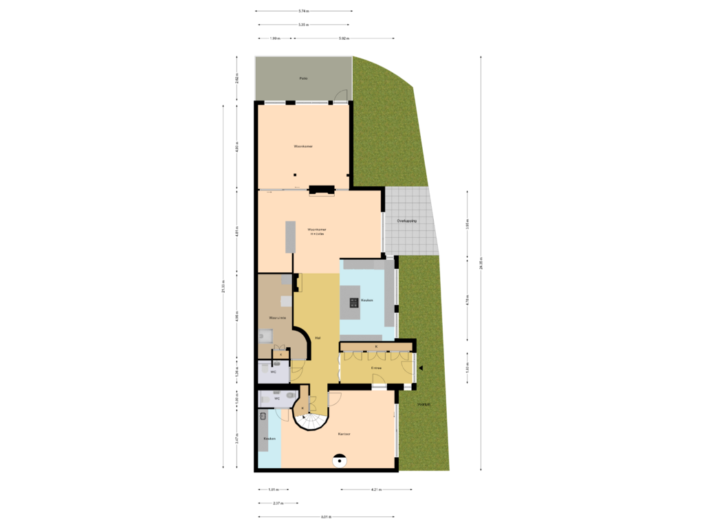 View floorplan of Begane grond of De Laat de Kanterstraat 27-A