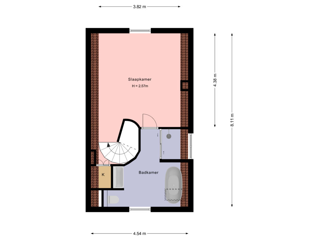 View floorplan of 1e verdieping of De Laat de Kanterstraat 27-A