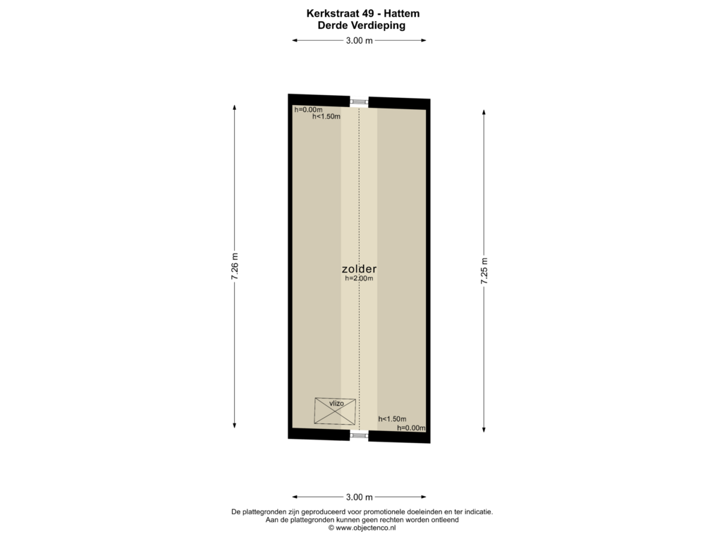 View floorplan of Derde Verdieping of Kerkstraat 49