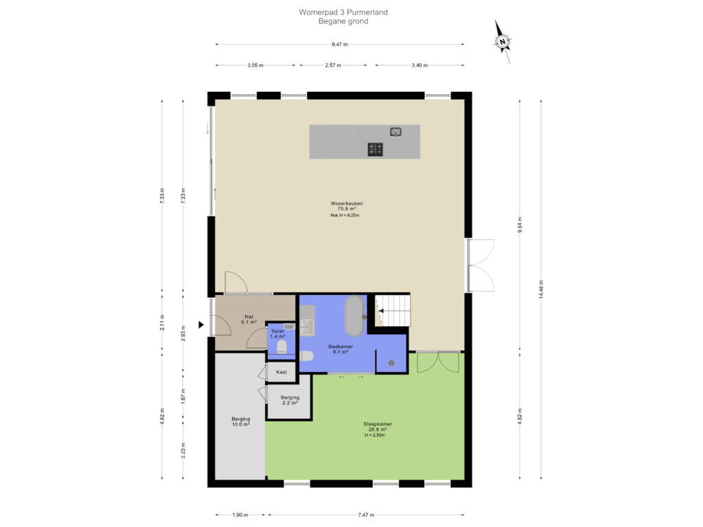 Bekijk plattegrond van Begane grond van Wormerpad 3