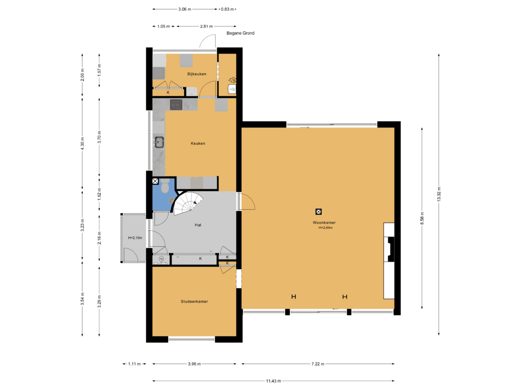 View floorplan of Begane  Grond of Franklin D. Rooseveltln 12