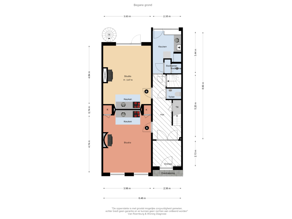 Bekijk plattegrond van Begane grond van Oranjekade 9-A