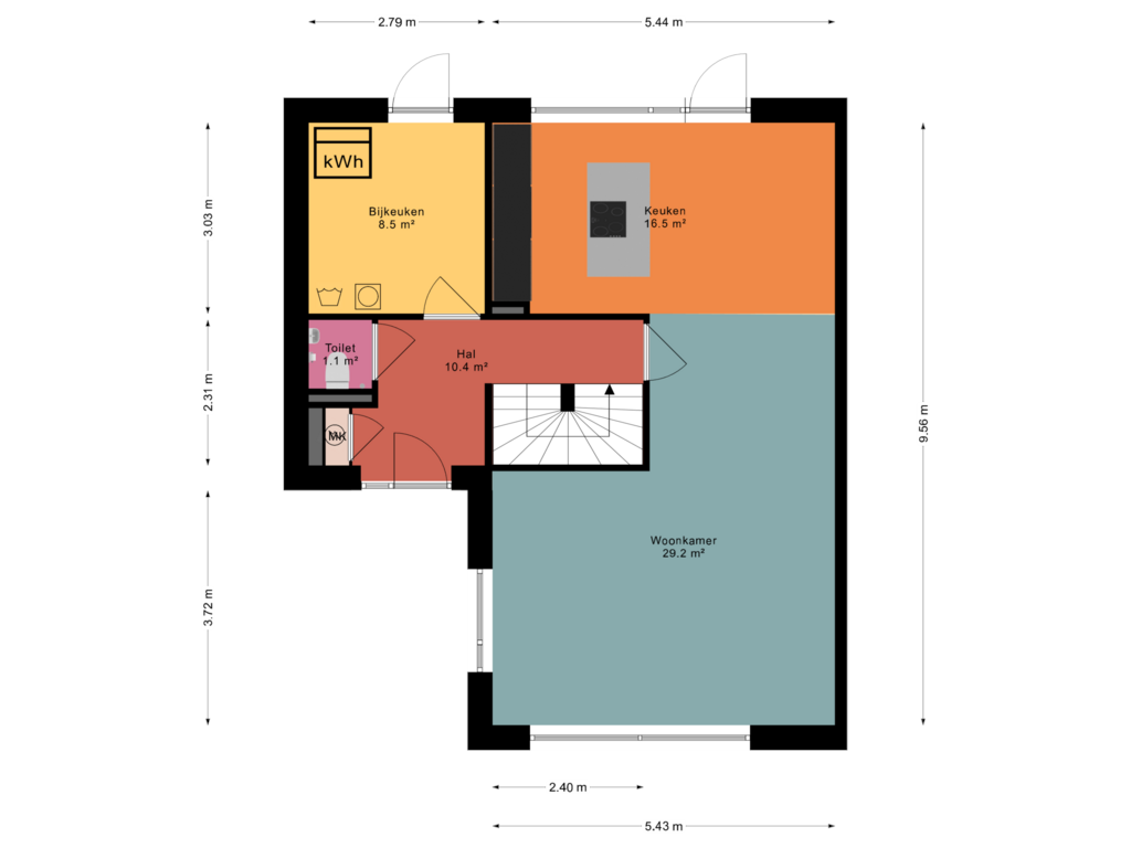 Bekijk plattegrond van Begane grond van Oudgenoegstraat 54