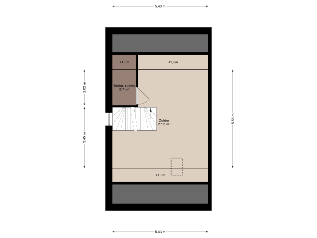 Bekijk plattegrond van 2e verdieping van Oudgenoegstraat 54