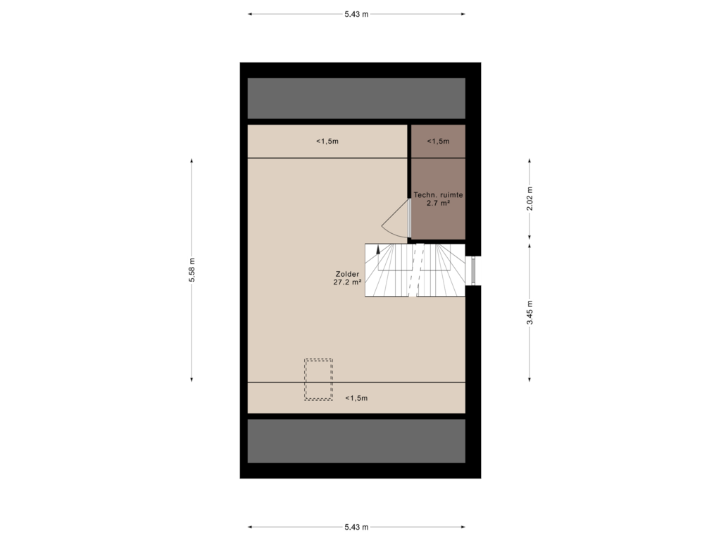 Bekijk plattegrond van 2e verdieping van Oudgenoegstraat 66