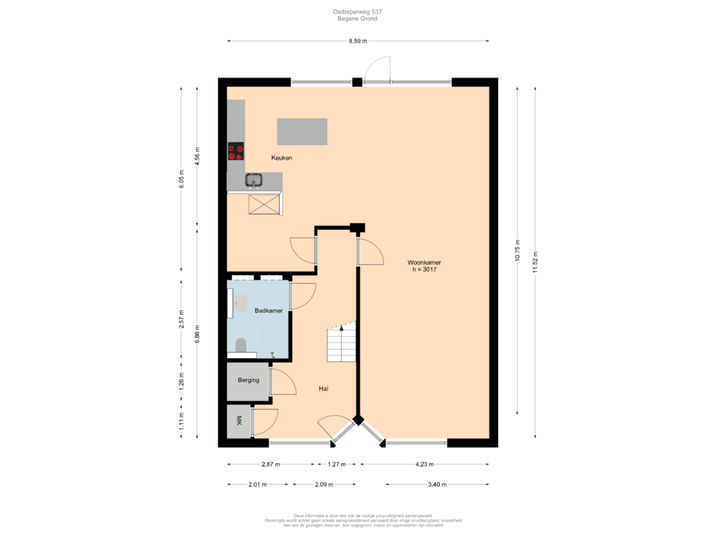 View floorplan of Begane Grond of Osdorperweg 537